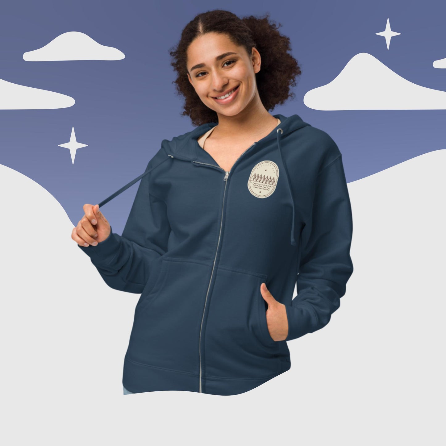 Unisex fleece zip up hoodie